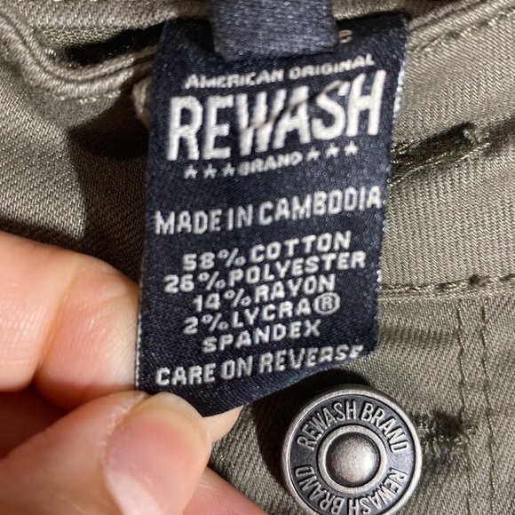 ✅ Rewash NY LA Super High Rise Casey Short  Sz 9 Olive Green - Picture 7 of 7